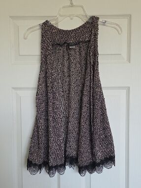 Daytrip Black and Cream Marled Open Knit Vest